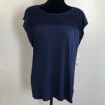 Maison Jules New Eyelet Flutter Sleeves Top Navy Photo 1