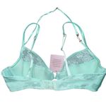 Savage X Fenty Women's Strap Up Lace Plunge Bra Mint Green Size 36D Satin Lace Photo 6