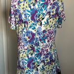 Nicole Miller Women’s V-Neck Vibrant Floral Print Twist Front Cap Sleeve Blouse Photo 3