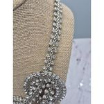 None Silver Tone Crystal Statement Necklace Large Links Runway 20" Prom Clubwear Photo 3