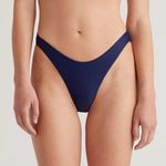 Quince NWT Navy Blue Italian High-Leg Bikini Bottom Sz S 💙 Photo 0