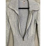 Free People Icy Blue Marled Cable Knit Sweater Dress Zip Collar Fitted L Photo 4