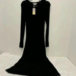BODEN Ribbed Cut Out Dress UK 12R Black Keyhole Neck Long Sleeve Fitted NWT Size 12 Photo 1
