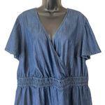 Lane Bryant  Chambray Flutter-Sleeve Smocked-Waist Romper Photo 2