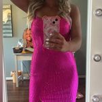 Sherri Hill Elegant Pink Evening Gown Prom Dress  Rhinestone Hot Pink Dress Photo 2