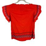 FOR THE REPUBLIC  Cotton Viscose Red Embroidered Flutter Sleeve Blouse Size S Photo 1