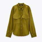ZARA Light Pistachio Fitted Shirt with Pockets Photo 2