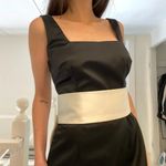 ABS Allen Schwartz Collection Vintage Y2K Satin Bow Back Mini Dress Black Size 6 Photo 3