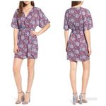 Rebecca Minkoff Floral Print Mini Wrap Dress Kimono V-Neck Red Blue Size XS New Photo 2