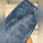 Venus Blue Denim Jeans Rhinestone Fishnet Distressed Photo 10