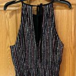 Anthropologie Maeve by  Disco Halter Wide Leg Metallic‎ Striped Jumpsuit Size 8 Photo 13