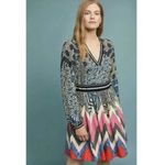 Anthropologie  Maeve Colorful Mixed Chevron Print Dress Pockets size 10 Petite Photo 1
