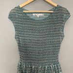 Max Studio  Dress Smocked Top Striped Lined Green Teal‎ Size Medium Shirred Lined Photo 3