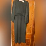 Elegant Dark Green Maxi Dress with Statement Balloon Sleeves, size medium Photo 2
