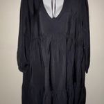 Ellen Tracy  Black split Neck tiered sheer flared ruffled dress Photo 14