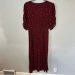 Old Navy Burgundy Puff-Sleeve V-Neck Midi Dress NWT NEW Large Burgundy Floral Photo 3