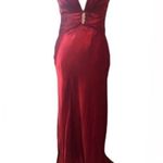 Deep plunge front & back Elegant Red Evening Gown by Morgan & Company Size undefined Photo 0