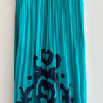 Miss Sixty Teal and Navy Blue Silk Gown Maxi Floral Dress, Size 4 Photo 2