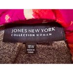 Jones New York  Red Pink Floral Ruffle Button Up Short Sleeve Blouse Size 18W Photo 2