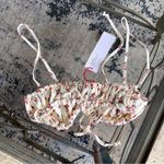 Ciao Lucia Top Guida Bralette Floral Cropped Ruched Crepe Beach Jardin XS NWT White Photo 5