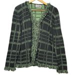 VTG San Remo Womens Knit Jacket XL Black Green Fringe Geometric Boho Cottagecore Photo 0