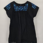 AQUA  Black‎ Blue Embroidery Eyelet Floral Short Sleeve Mini Dress size L Photo 0