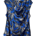 Mary Kay by Twin‎ Hill Women's Blue Gray Abstract Print Sleeveless Blouse L Size L Photo 0