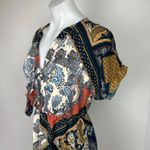 H&M  Multicolor Handkerchief Scarf Paisley Tie V-Neck Short Sleeve Mini Dress 2 Photo 4