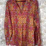 Vincente Milan NY Blouse Boho Floral Festival Top‎ Pink Yellow Orange Cotton 3X Size undefined Photo 0
