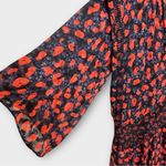 IRO  River Smocked Fil Coupe Mini Dress Women's Size 2‎ Red Blue Silk Blend Print Photo 6