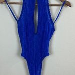 Vintage Andrea Kristoff Escante Lace Teddy M Blue Halter Cutout Sexy Size M Photo 0