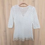 Solitaire  Womens Lace Crochet Top Size M Ivory Sheer Boho Cottage Beach Festival Photo 5