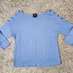 W5  Women's Blue Button-Shoulder 3/4 Sleeve Sweater Top Ribbed Size Large Photo 0
