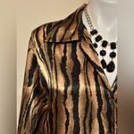 Ashley Stewart Satin Gold & Black Tiger Animal Print Button Down Blouse Sz 20. Photo 1