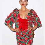 Gucci NWT  red floral shirt dress Photo 2