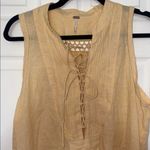 Free People  Yellow Lace Up Linen Blend Dress Size XS Photo 7