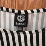 Bobeau  Vertical Stripe Flutter Sleeve Side Tie Top Black and Ivory‎ Size 3X Photo 6