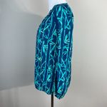 Lilly Pulitzer  Top XS Blue Button Up V-Neck‎ Long Sleeve Tropical Elsa Photo 13