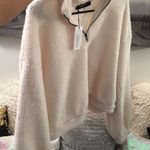 Sugar Lips Cropped oversized fuzzy sweater with zipper v neck! Oversized sleeves Photo 0