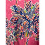 Lilly Pulitzer Etta V Neck Palm Tree Pink Blouse Size Small Photo 3