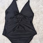 Adore Me One Piece Lace Up Halter One Piece Swimsuit Black Photo 2