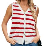 Wiholl cable knit sleeveless sweater. Pink on ivory stripes. Size Small Photo 2