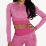 Pursue Fitness Adapt Seamless Long Sleeve Crop Top in Power Pink, Size L​​​​​​​​ Pink Size L Photo 0