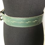 None Embroidered Bridle Stitch Belt Green Brass Photo 2