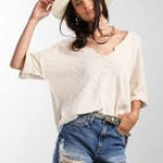 We The Free FREE PEOPLE North Star Tee Top Salt COMFY SLOUCHY MINIMALIST S Small Photo 0