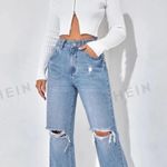 SheIn High Waisted Ripped Straight Leg Jeans Photo 0