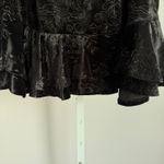AQUA Black Velvet Floral Embossed Ruffle Mini Skirt sz S Witchy Goth Photo 2