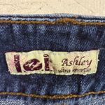 LEI Ashley Ultra Low Rise Embellished Pocket Denim Mini Skirt Size 9 Blue Photo 4
