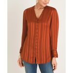 Chico's  Shadow Stripe Removable Scarf‎ Blouse Sz 2 (US 12/14) Long Sleeve Career Photo 5