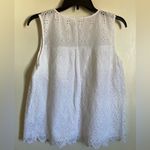 Gap 🌞 White Eyelet Embroidered Lace Split Neck  Sleeveless Tank Top Blouse #R Photo 9